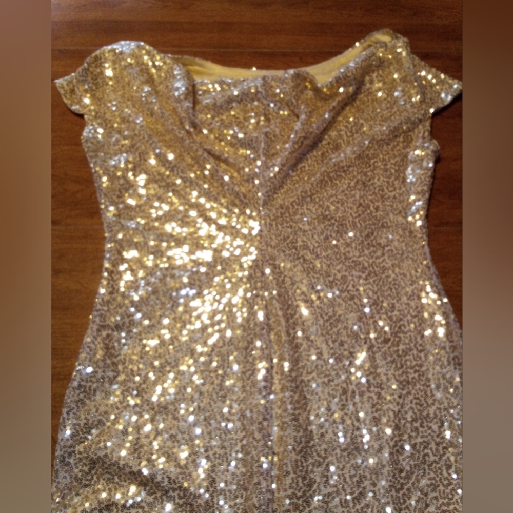 Gold Sequin Full Length Dress Size Large